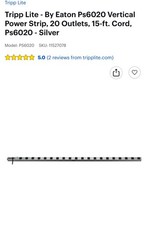 Tripp-Lite PS6020 Vertical Power Strip 20-Outlet 120V 15A 15ft Cord 60" Length