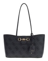 Guess Janie Logo Girlfriend Carryall Schultertasche Coal Logo Dunkelgrau Schwarz