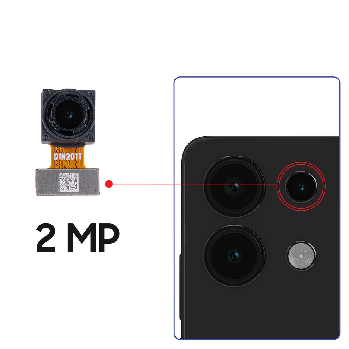 Objectif Macro Arrière 2MP Clappio pour Xiaomi Redmi 13 4G - 3