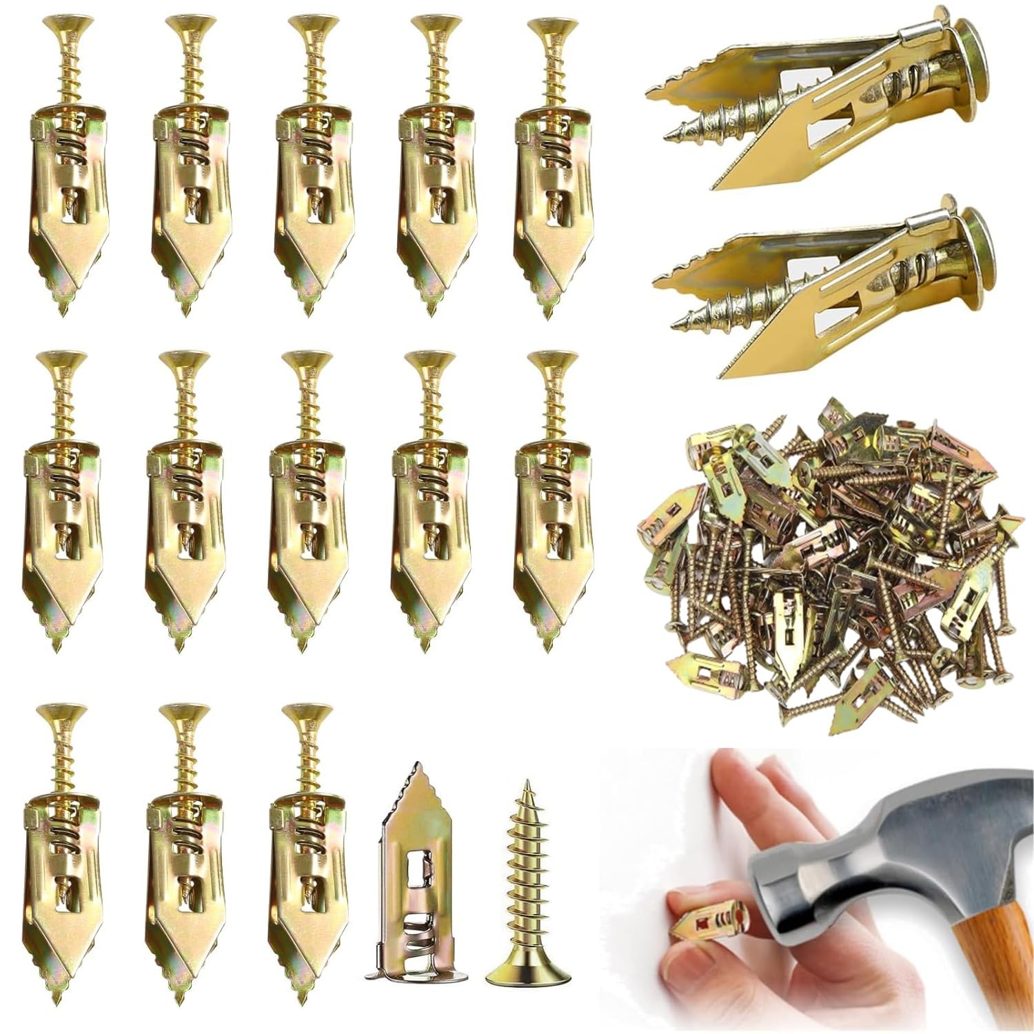 200 Pcs Self-Drilling Drywall Anchors Kit with Screws for Sheetrock & Wall Mounting