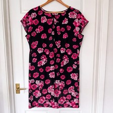 Next Women’s Floral Shift Dress UK 20 Black Pink Spring Summer Occasion Holiday