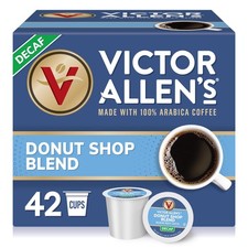 Victor Allens Coffee Decaf Donut Shop Blend, Medium Roast, 42 Count, Single S...