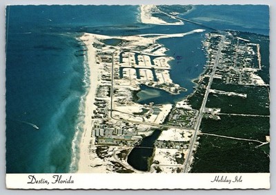 Vintage 1983 Destin Florida Holiday Isle Aerial View Postcard Posted