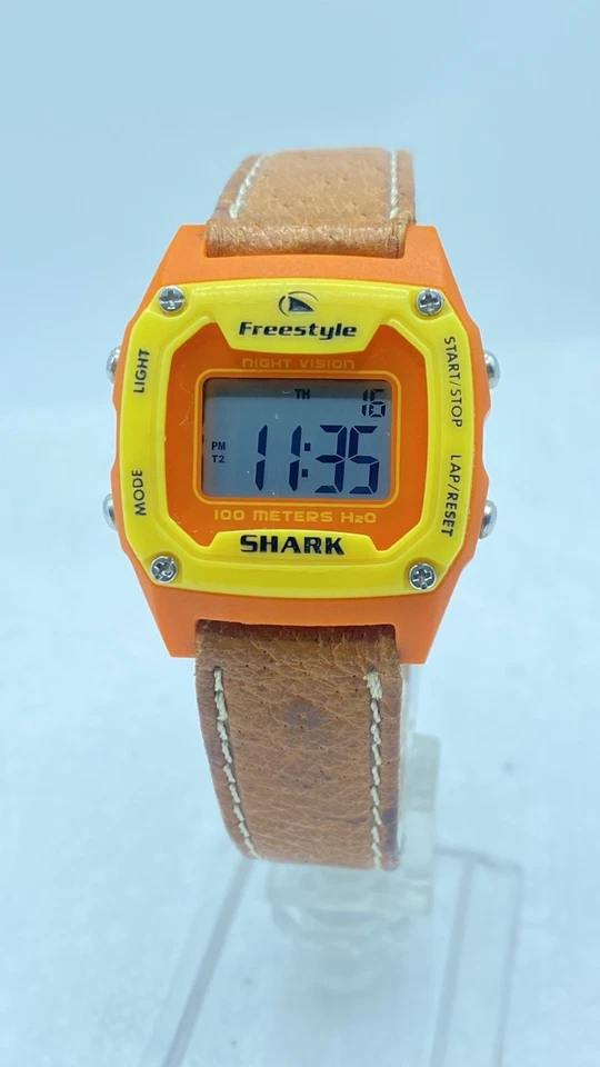 Reloj Freestyle Tiburón Unisex 30mm Tono Naranja Bronceado Nylon Retroiluminación Batería Nueva Foto 4 de 4