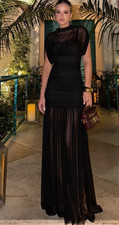 Zara New Women Combined Draped Contrast Tulle Midi Dress Size XS