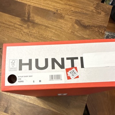 Hunter W Play Short Boot Zinc Women's Rain Boot Pull On Rubber Round Toe
