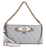 Guess Izzy Crossbody Top Zip Handtasche Dove Logo Beige Neu