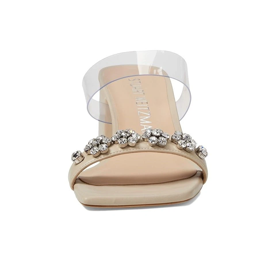 Stuart Weitzman Women Crystal Fleur 60 Slide Heel 9.5 Clear Strap Rhinestone NIB - Image 2 of 4