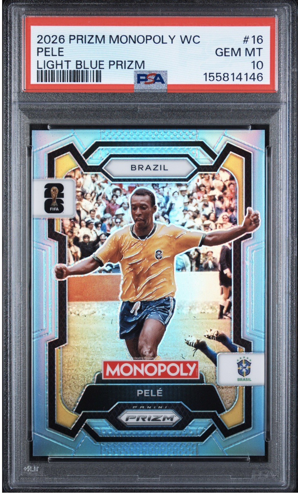 2026 Prizm PELE Light Blue /249 PSA 10 POP 1💎World Cup Soccer🏆BRAZIL GOAT view 4