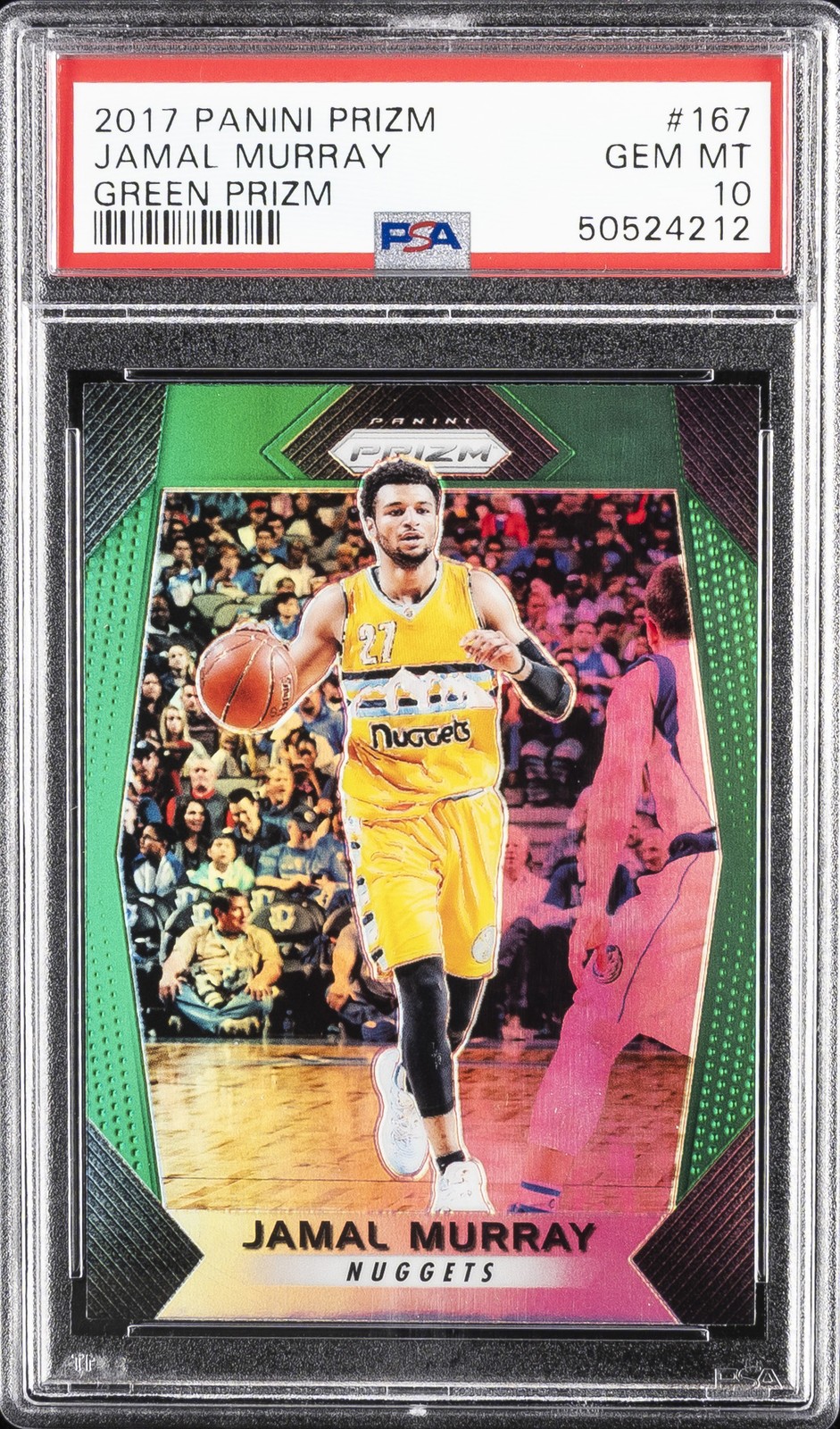 2017 PANINI PRIZM GREEN PRIZM #167 JAMAL MURRAY PSA 10