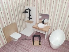 Modernes Badezimmer-Set, Miniaturen f.  Puppenhaus Puppenstube Lundby-Größe 1:18
