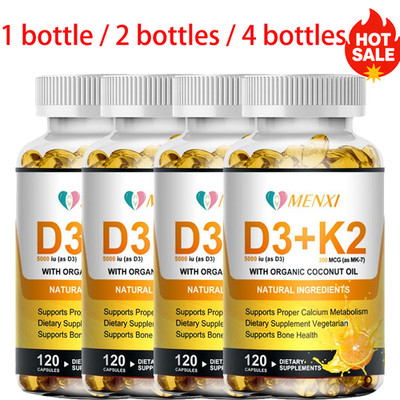 Vitamin D3 with K2 D3 5000IU and K2 200mcg 120 Vegetarian Capsules High Strength
