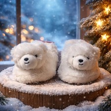 Polar bear slippers toddler size L 9T -10T