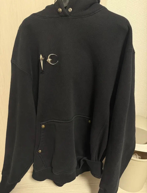 Thug Club Armor Hoodie Black Metal Pierced Logo Streetwear Mens Size 3 Large