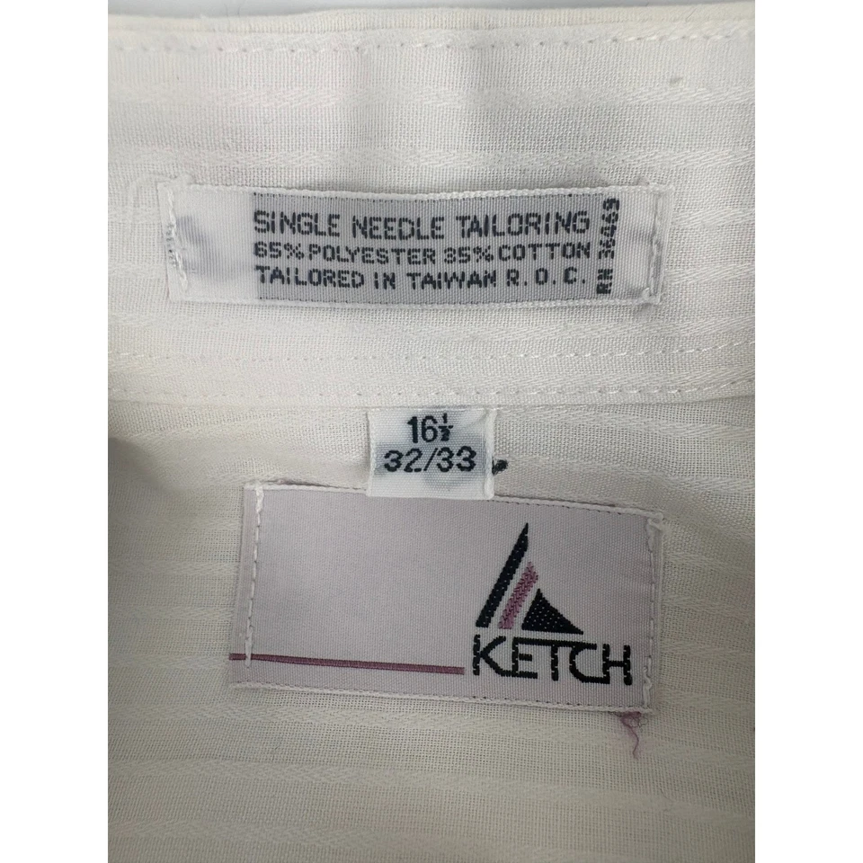 Ketch Mens White Striped Dress Shirt Long Sleeve Button Down Size 16.5 32/33 - Image 3 of 4