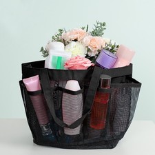 Toiletry Carry Storage Tote Bag Mesh Pouch Quick Dry Hanging Shower Black
