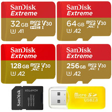 SanDisk Extreme microSD Card 32GB /64GB /128GB /256GB w/ Card Reader SD Adapter