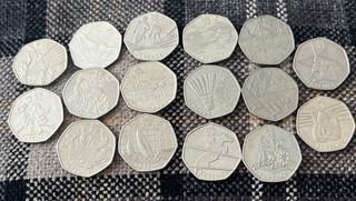 16 Olympic 50p Different Coins Job Lot Tri Athlon Badminton Boccia etc