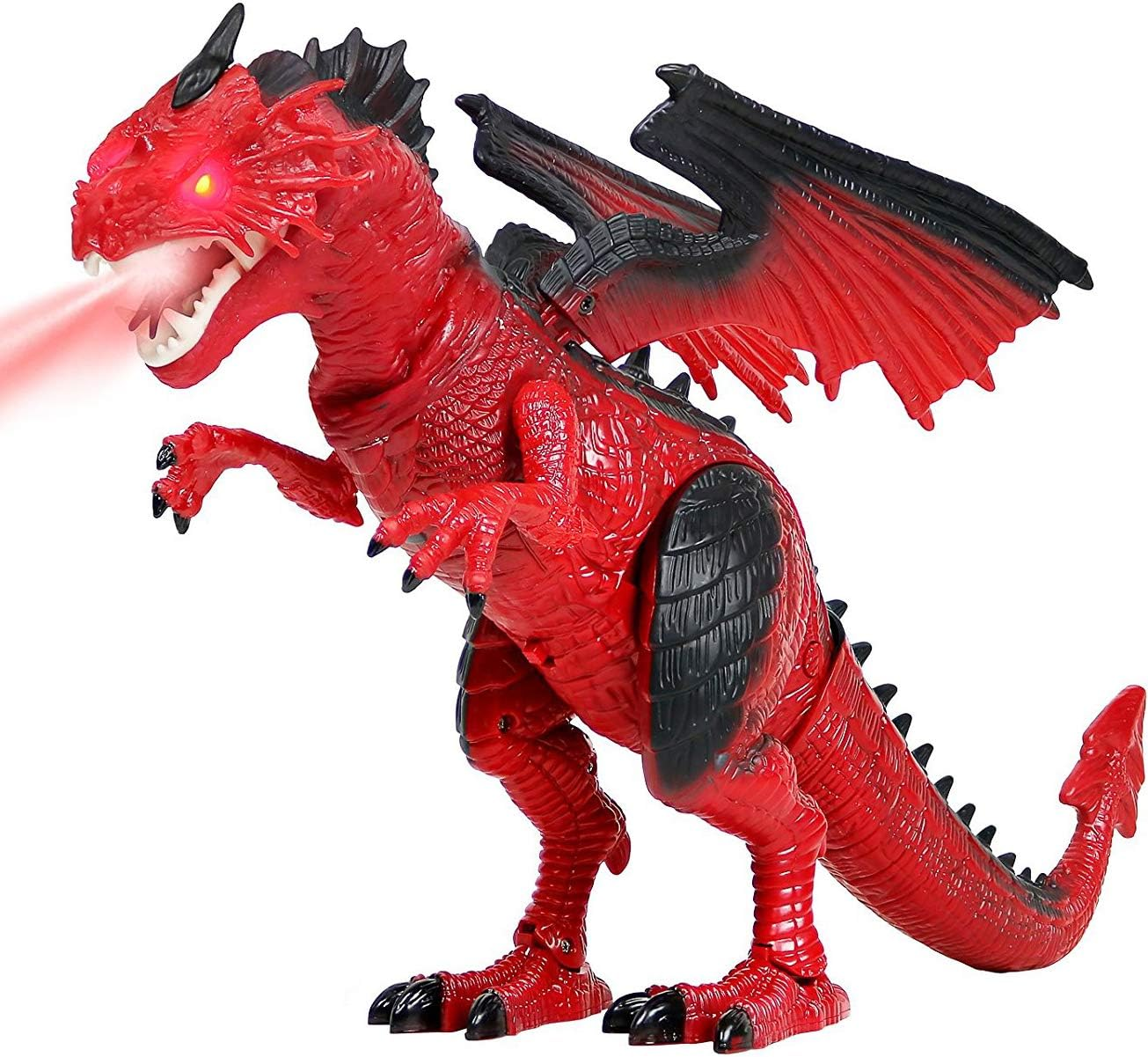 Dino Planet Battery Operated Walking Fire Dragon Toy with Shaking Head, Light up