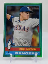 2025 Topps Heritage Phil Maton 567 Chrome Green Border #d 99 Rangers
