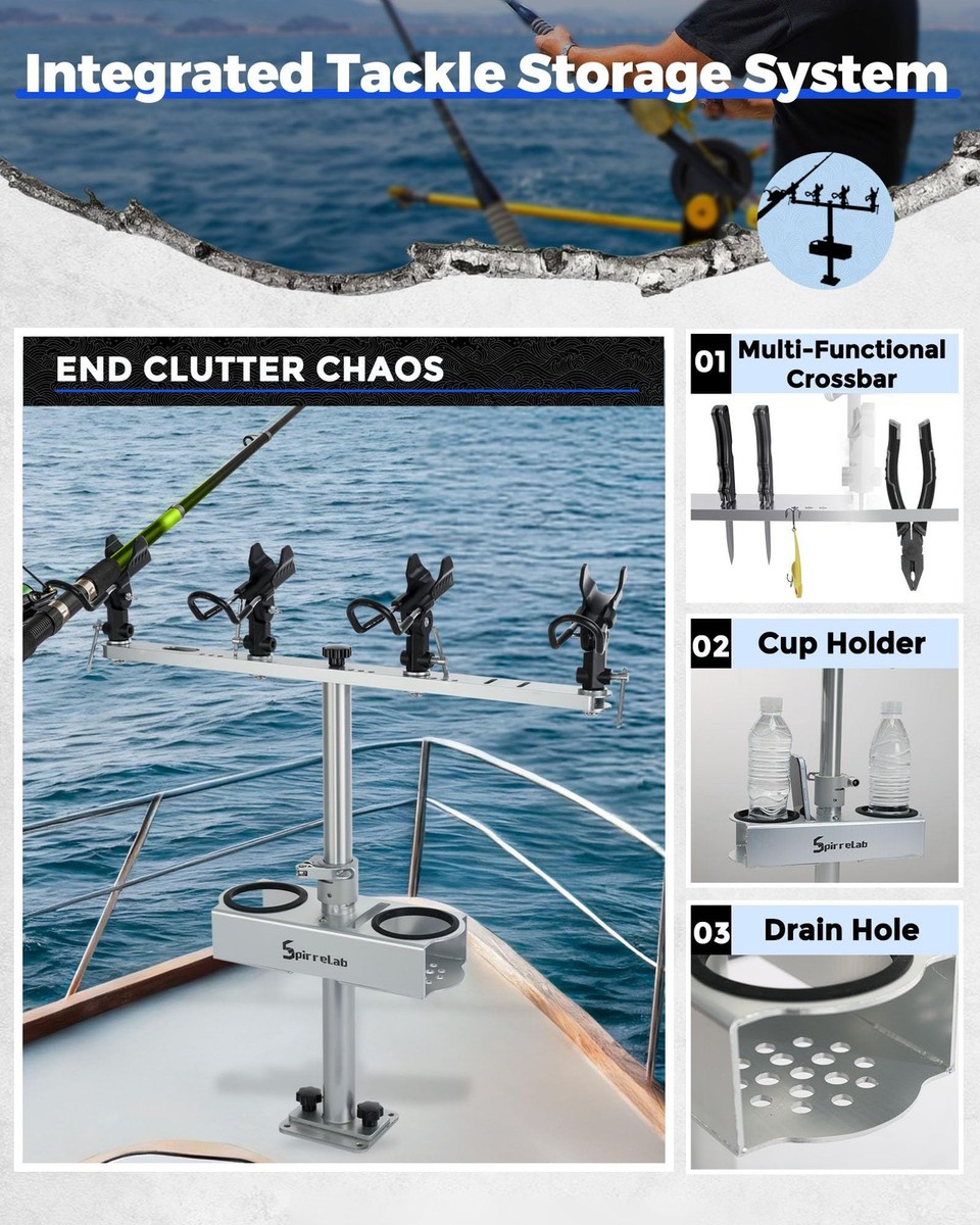 Spider Rig Rod Holders for Boat Aluminum Crappie Fishing Pole