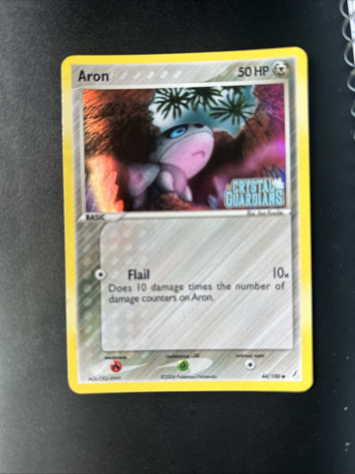 Aron 44/100 EX Crystal Guardians Reverse Holo Stamped Pokemon TCG NM Condition