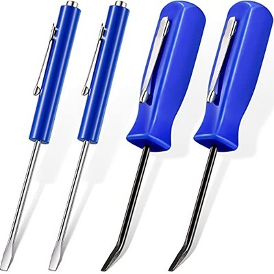  4 Pieces Pocket Screwdriver with Magnet Mini Slotted Head Magnetic Pocket Blue