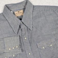 Vintage Dee Cee Brand Shirt Mens Large Striped Western Pearl Snap Sawtooth 70s