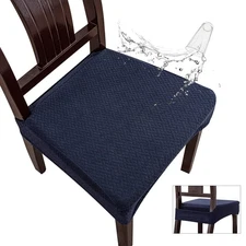 Navy Blue Waterproof Dining Chair Covers Set Of 4 High Elastic Fabric