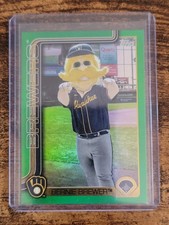 2025 Topps Series 1 Celebration Brewers Mascot Bernie Brewer Green Refractor /99