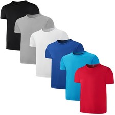 6 Pack Boys Youth Kids Mesh Athletic Quick Dry T Shirts Short Sleeve 4-18Y