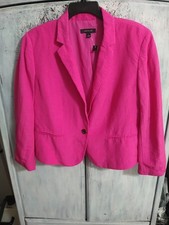 Ann Taylor Linen Blazer Pink 14 Feminine Classic