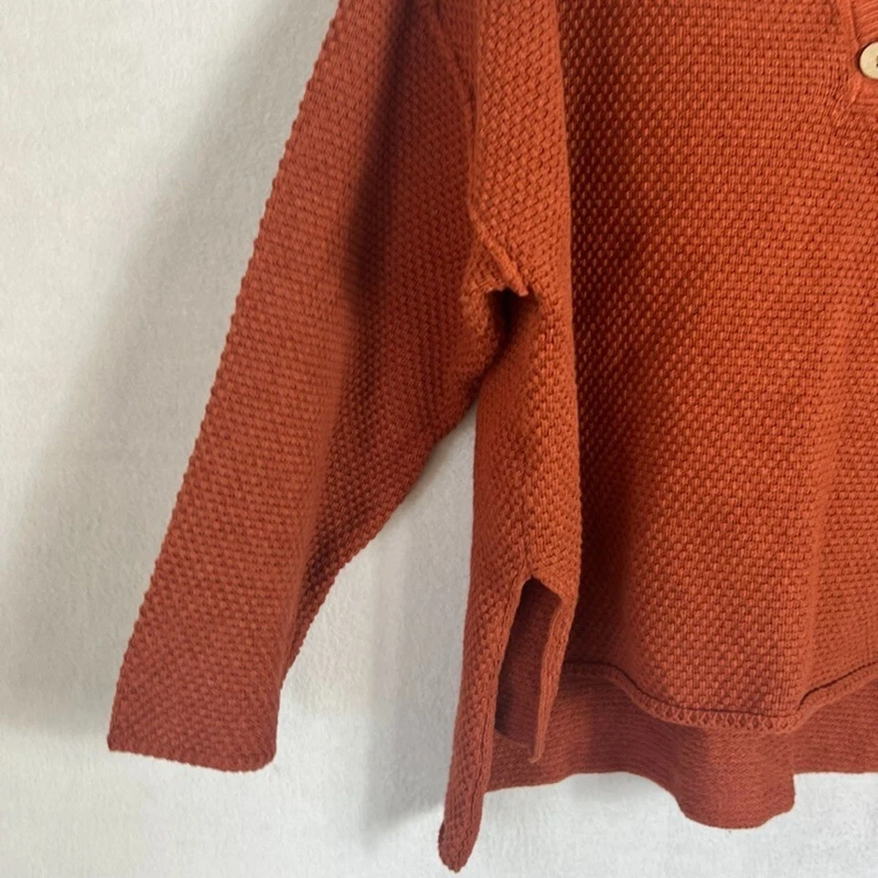 Женский свитер топ Free People FP Beach размер M красный вязаный Henley большого размера Hi Lo - Изображение 3 из 4