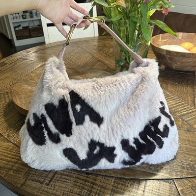 Vintage Juicy Couture Bag Viva La Juicy Rabbit fur Baby Pink Graffiti Fluffy