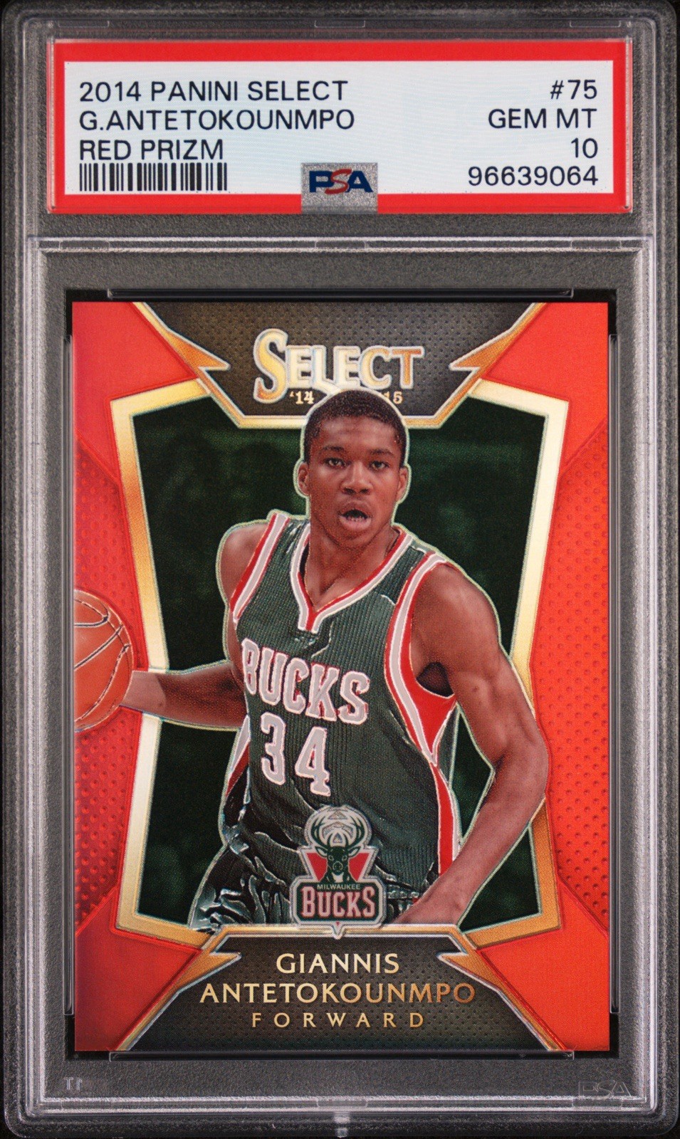 2014 PANINI SELECT RED PRIZM #75 GIANNIS ANTETOKOUNMPO /149 PSA 10