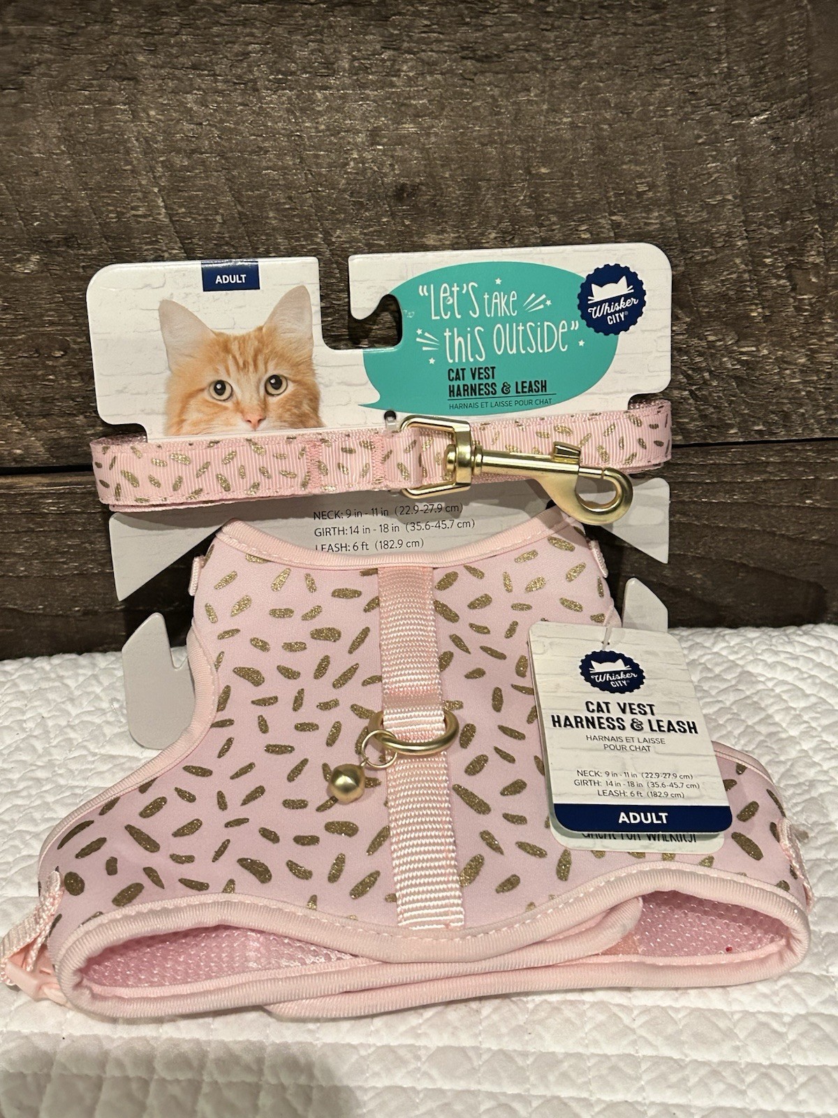 Whisker City Cat Vest Harness Adult Leash & Harness Pink Gold NEW - Thumbnail 3