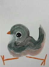 ACEO Original Painting, Bird Impressionism Oil Art, Emmer Plaxe, Animal Abstract