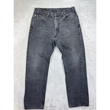 Levi 505 Jeans Men 38x32 Fits 36 Black Regular Straight Leg Vintage Faded