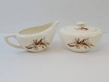 Vintage Knowles Cream And Sugar Set Leaves and Wheat Design 52-3 Made In USA