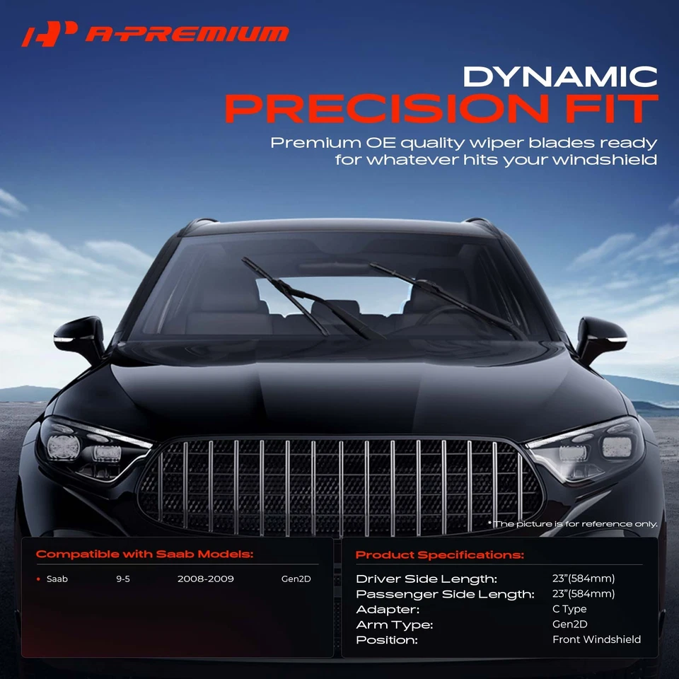 Limpiaparabrisas delantero A-Premium 2 piezas 23" y 23" para Saab 9-5 2008 2009 Foto 2 de 4
