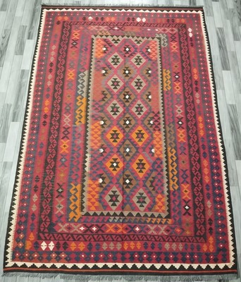 Tribal Handgeknüpfter Afghanischer/Türkischer Kelim Teppich, Azteken Wolle Vorleger, Größe 301x205 CM