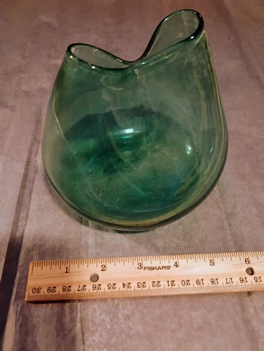 Vintage Blue Pinch Glass Vase Blenko ?