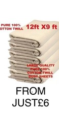 DUST SHEET 9 X  12FT 100% COTTON TWILL HEAVY DUTY PROFESSIONAL DECORATING LARGE