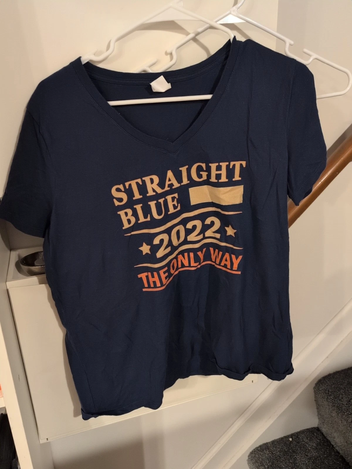 Women’s Unisex Large Blue & GoldStraight Blue, 2022, All The Way Political Shirt