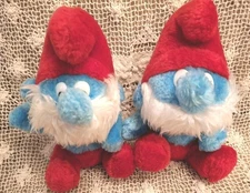 Set Of Two 1979 Papa Smurf Plush 10”  Wallace Berrie & Co Inc Stuffed Animals