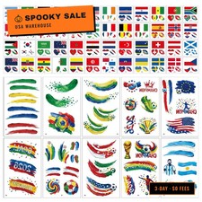 World Cup 2026 Soccer Tattoos, 10 Sheets Oil Painting Style 48sheets Temporary T