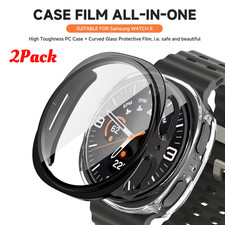 2X PC Glass Screen Protector Case Cover For Samsung Galaxy watch 9 8 40mm / 44mm