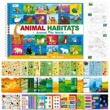 Animal Habitat Sticker Book, 780+ Stickers & 15