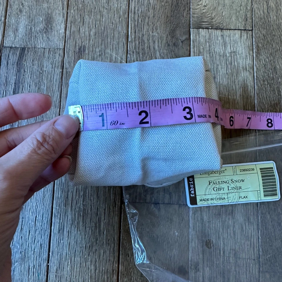Longaberger Falling Snow Gift Basket Liner - New Flax Fabric - Image 4 of 4