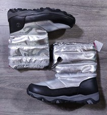 Lands End Boots Big Girls Size 7 Silver Insulated Winter Snow Boots Kids